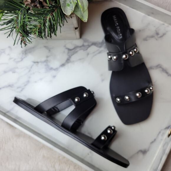 🚨NEW MARC FISHER Burlina Black Studded Slide Sandal Size 8 - Picture 1 of 10